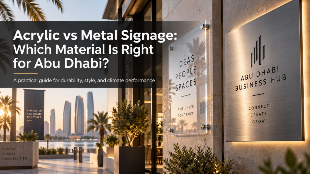 Acrylic vs Metal Signage: Which Material Is Right for Abu Dhabi?